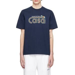 Casablanca Navy Equipement Sportif Screen Printed Jersey T-shirt Size XL